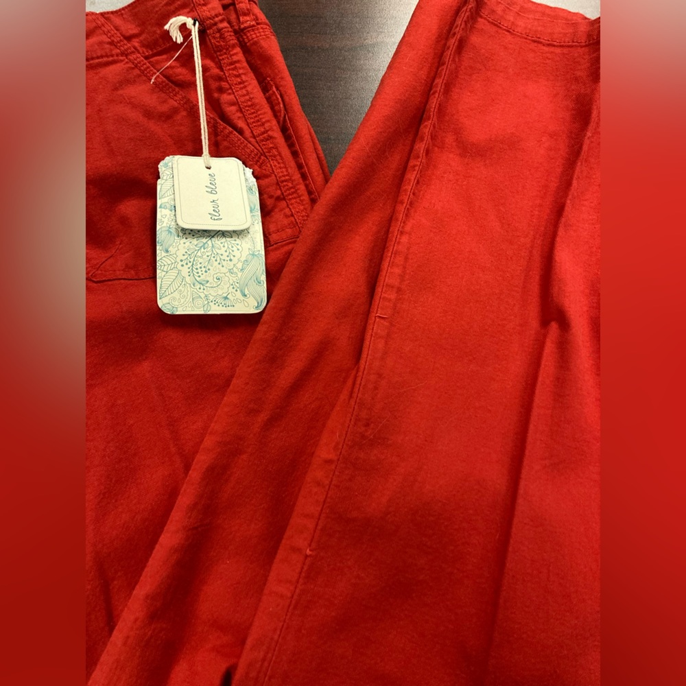 💛TODAY***$13***Fleur Bleue 4 pocket styling red (reddish orange)wide leg pants.